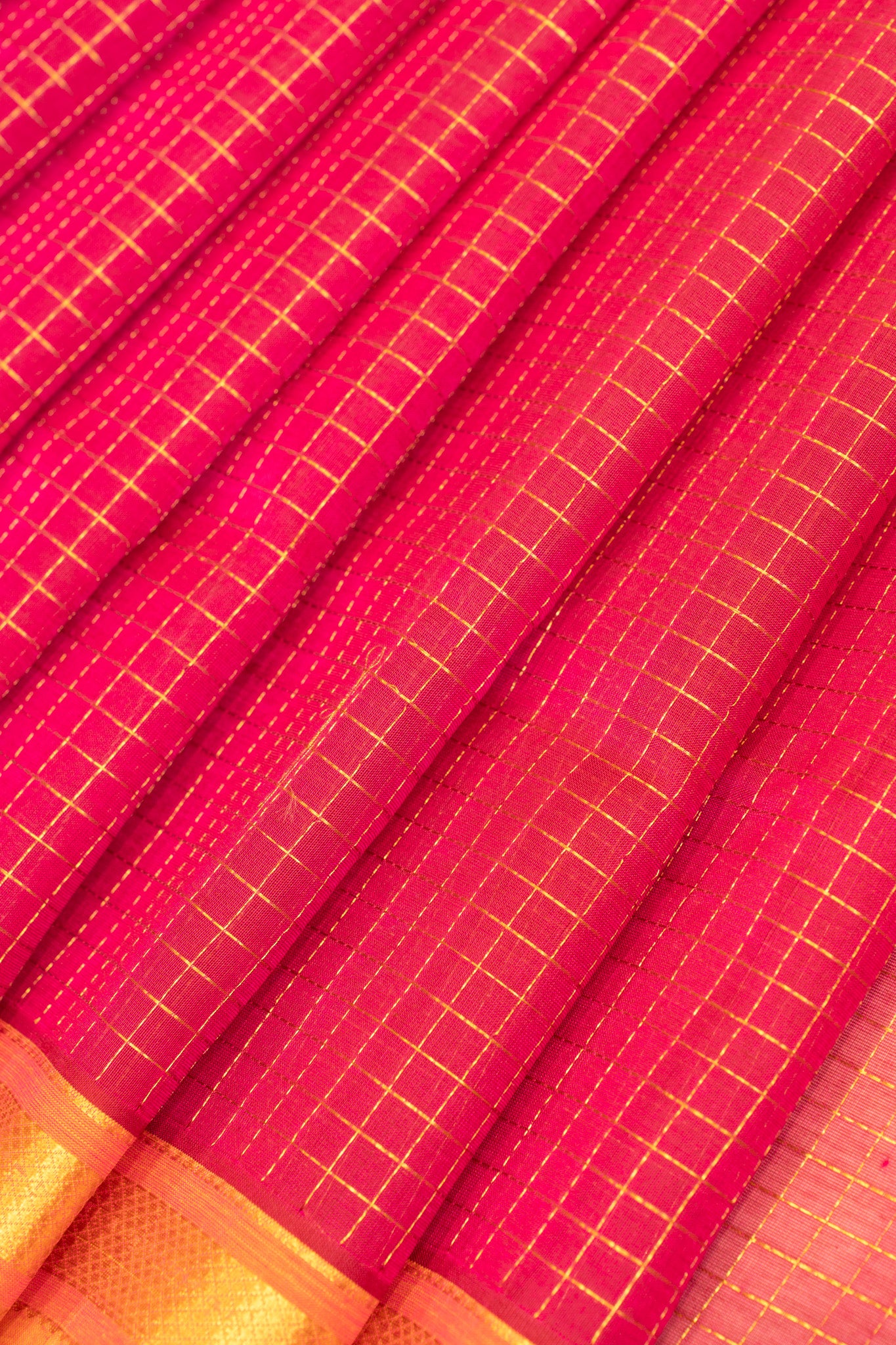 Magenta Muthu Kattam pure silk cotton saree