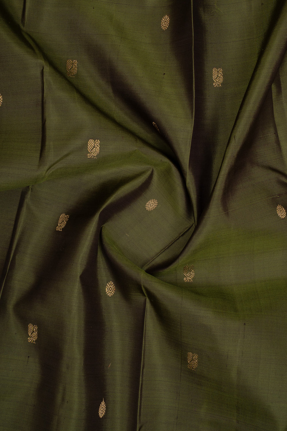 Olive Green & Purple Rettai Pettu Pure Kanchipuram Silk Saree