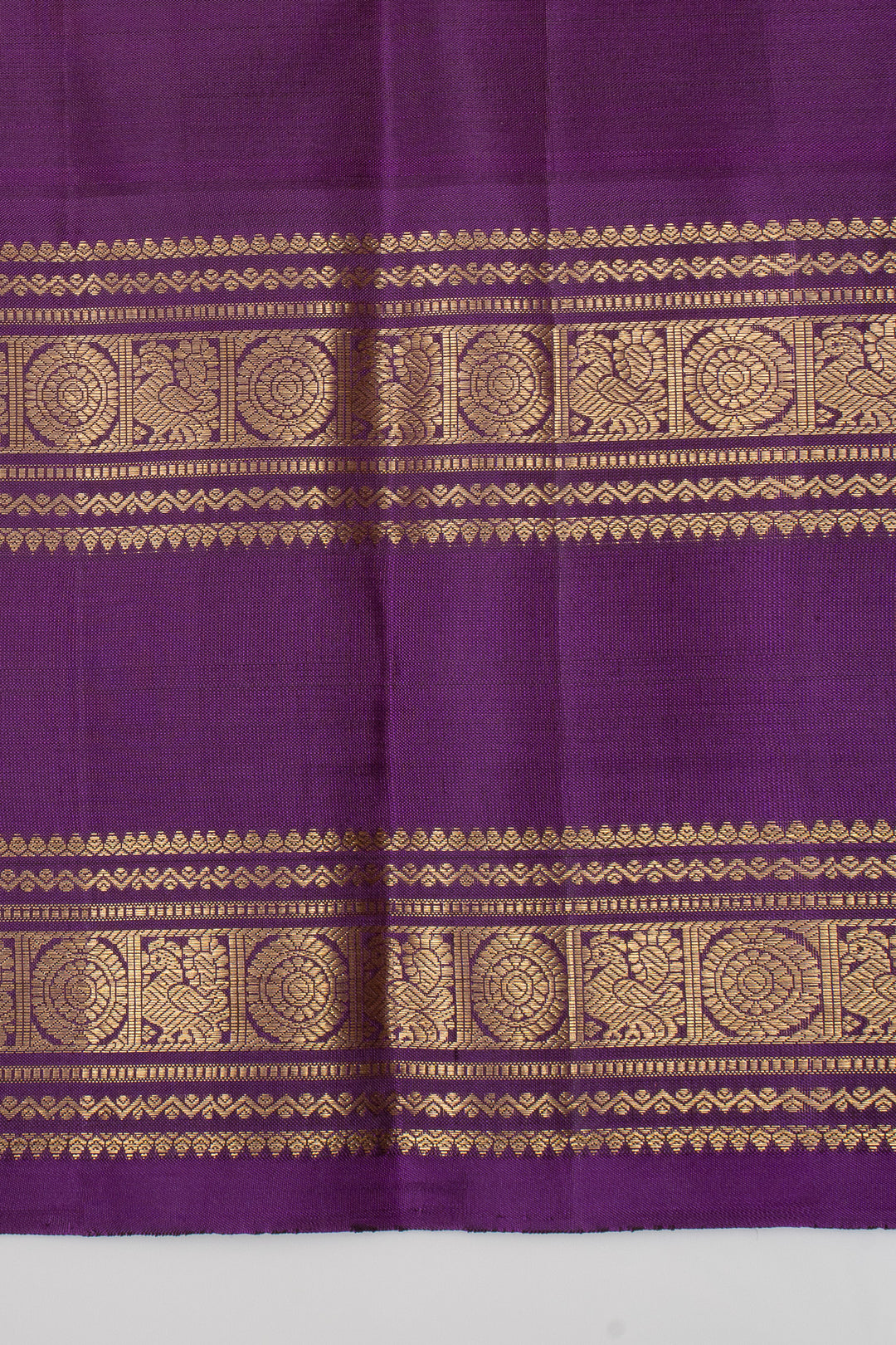 Olive Green &amp; Purple Rettai Pettu Pure Kanchipuram Silk Saree
