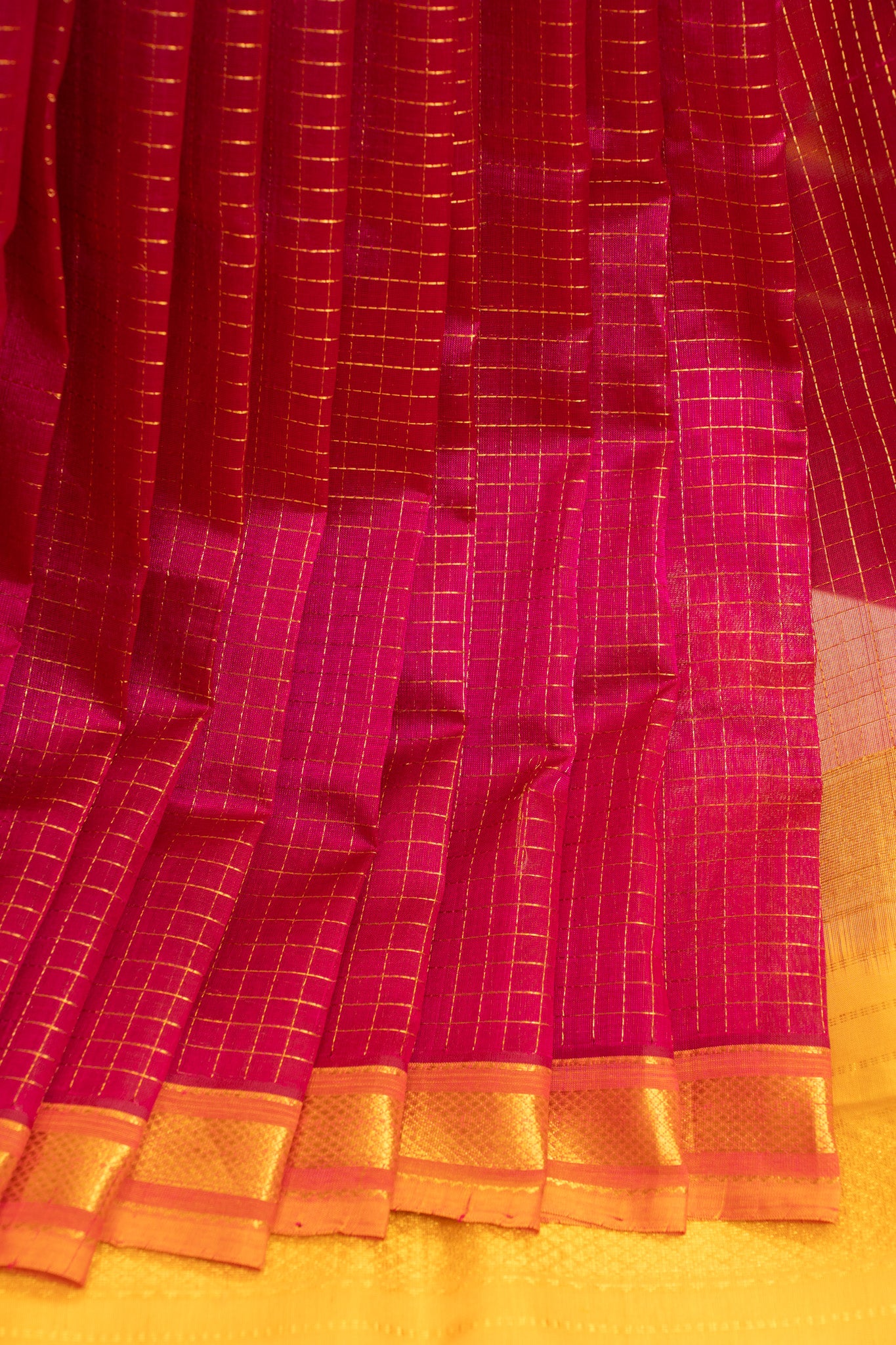 Magenta Muthu Kattam pure silk cotton saree