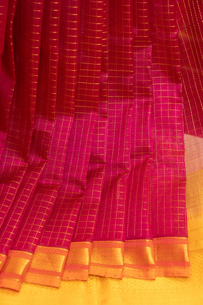 Magenta Muthu Kattam pure silk cotton saree