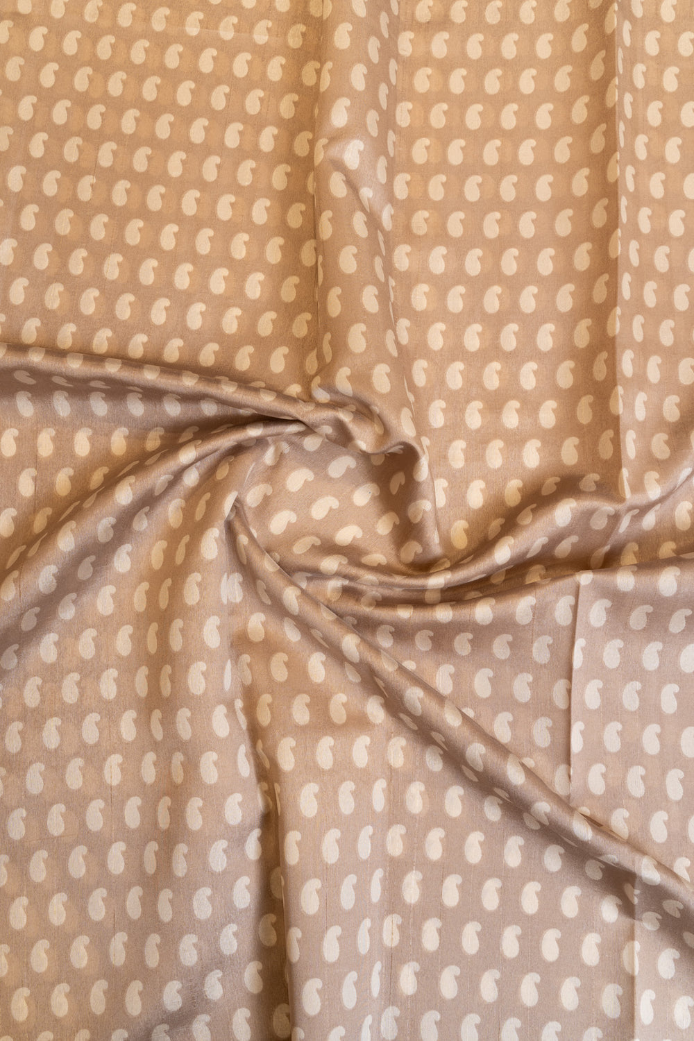 Beige mango printed embroidered border Tussar saree
