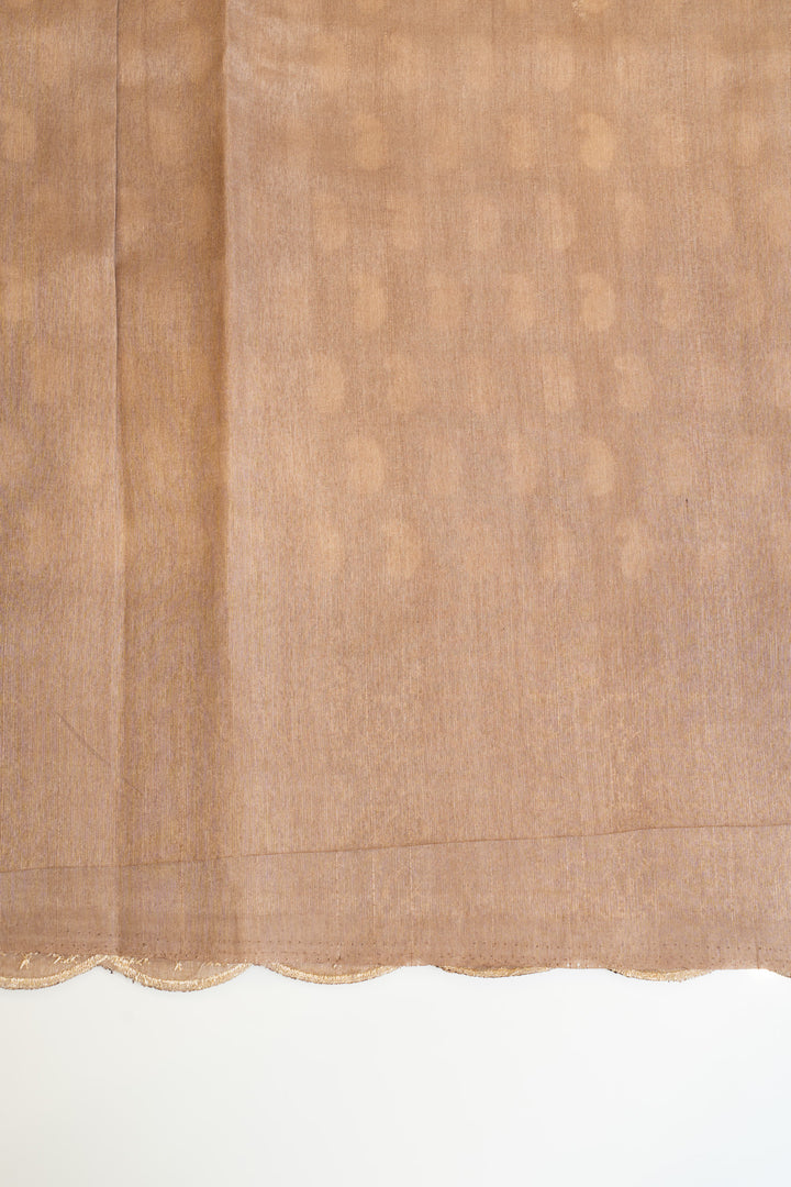 Beige mango printed embroidered border Tussar saree