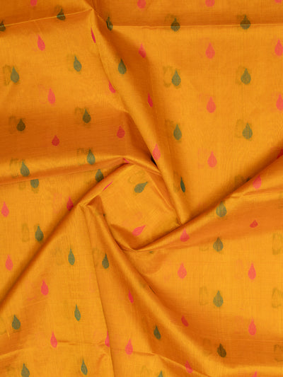 Yellow thread work pure silk cotton saree