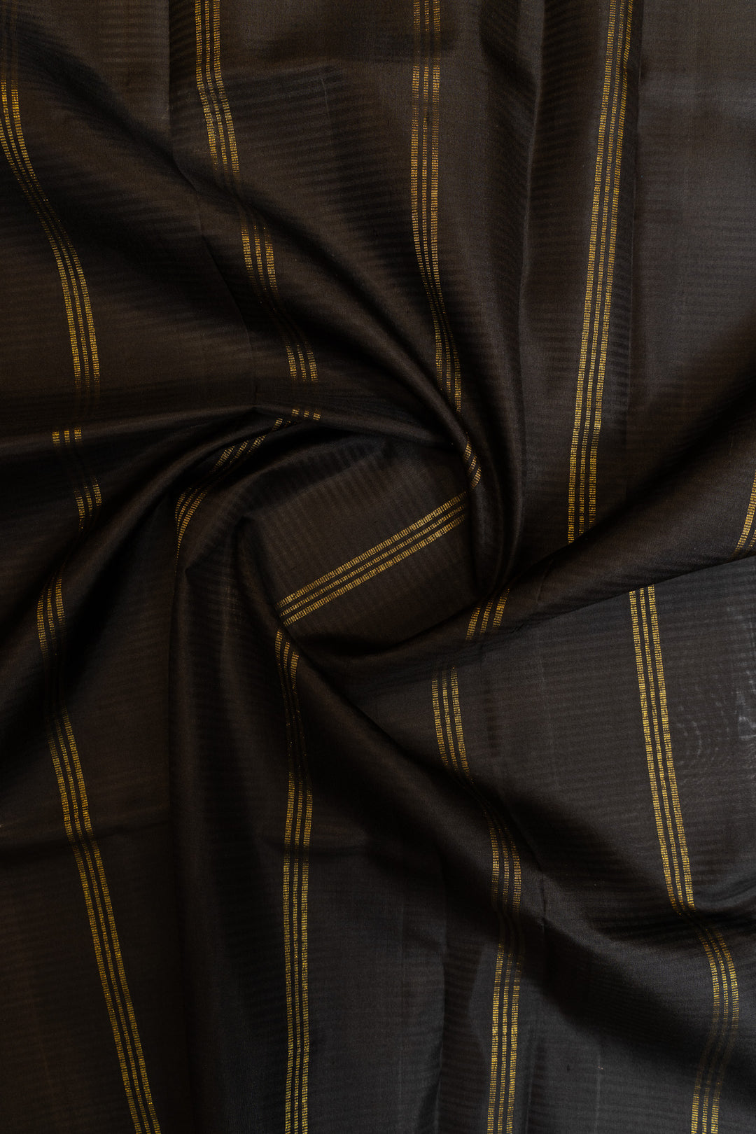 Grey and black stripes pure Kanchipuram silk saree