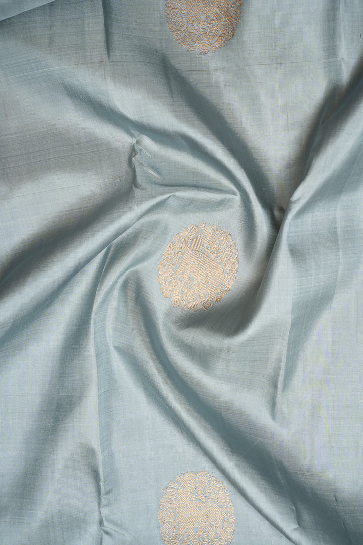 Sky Blue Pastel Pure Kanchipuram Silk Saree - Clio Silks
