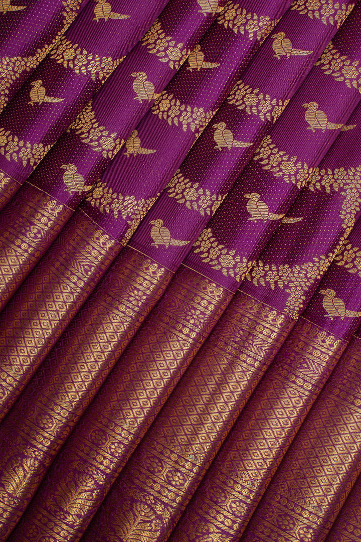 Purple Brocade Pure Kanchipuram Silk Saree