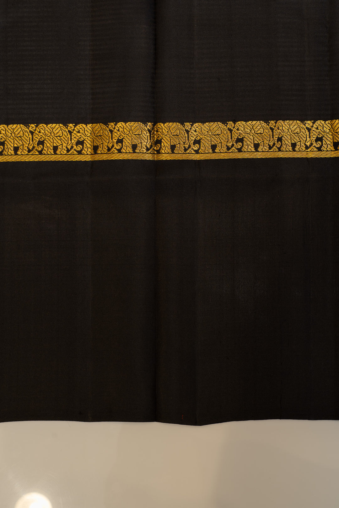 Grey and black stripes pure Kanchipuram silk saree
