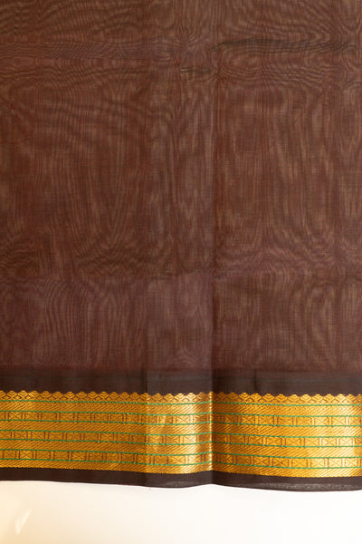 Recons green and brown pure silk cotton saree