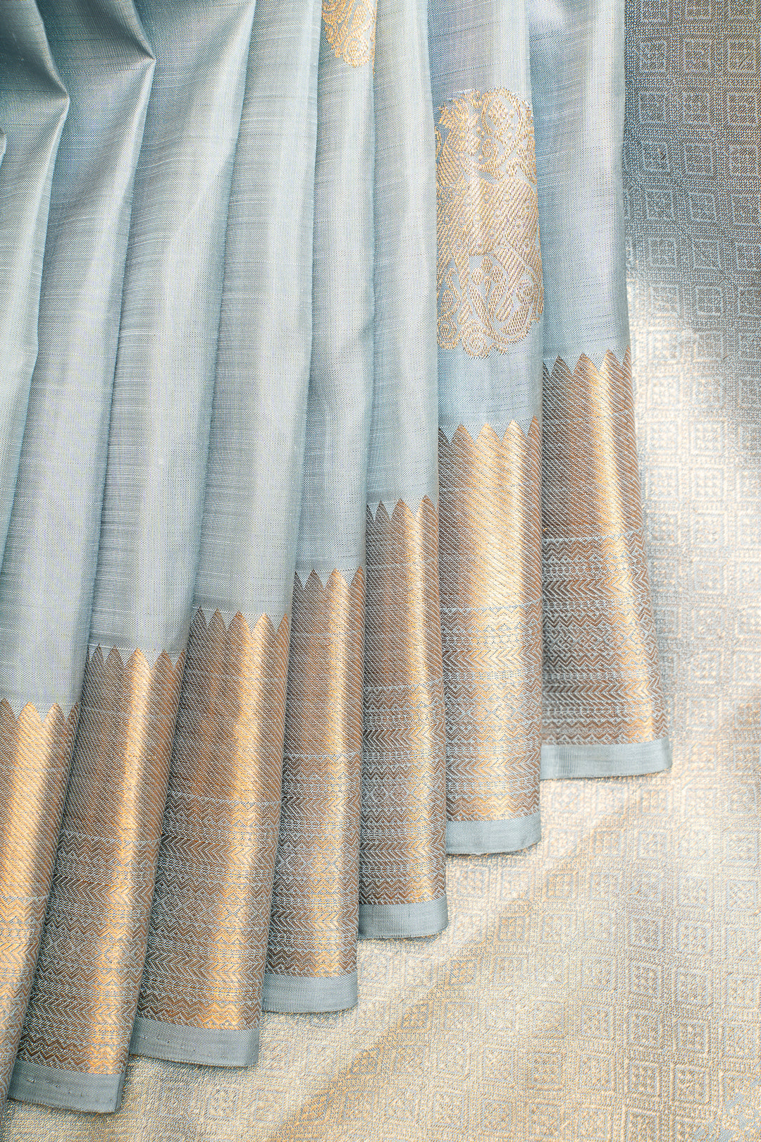 Sky Blue Pastel Pure Kanchipuram Silk Saree - Clio Silks
