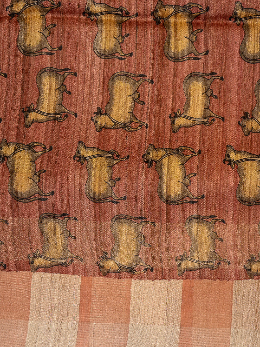 Peach and Beige Pure Organza Tussar Designer Saree - Clio Silks