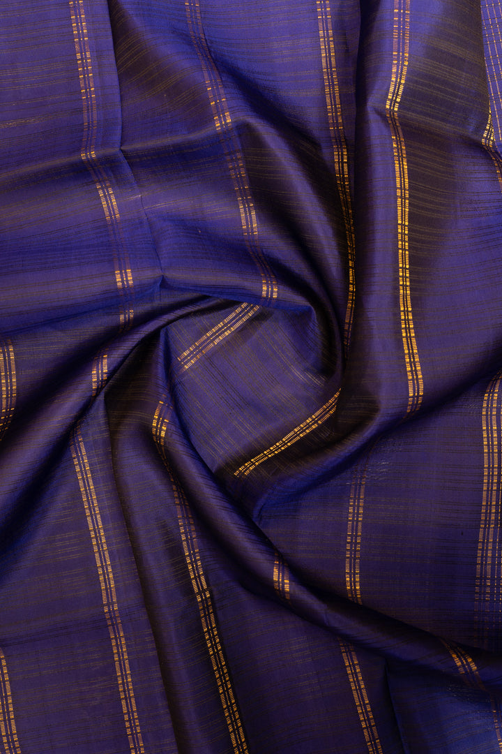 Green and royal blue stripes pure Kanchipuram silk saree