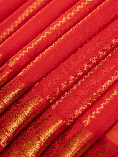 Reddish pink pure silk cotton saree