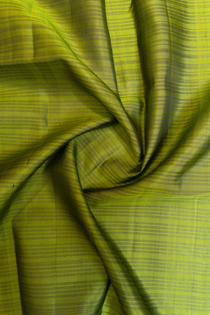 Green and royal blue stripes pure Kanchipuram silk saree