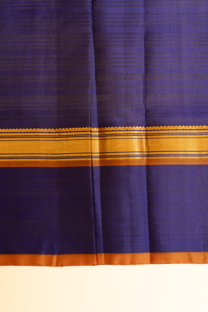 Green and royal blue stripes pure Kanchipuram silk saree