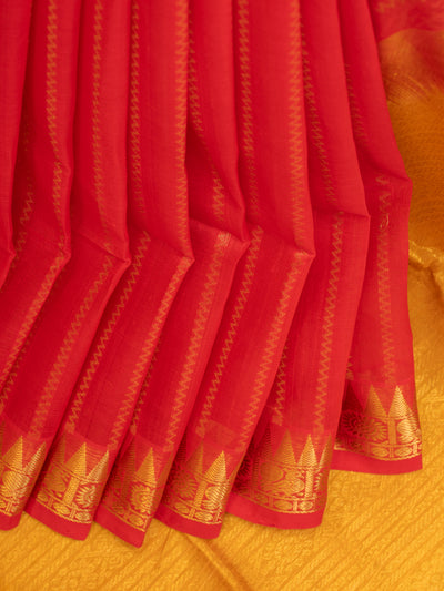 Reddish pink pure silk cotton saree