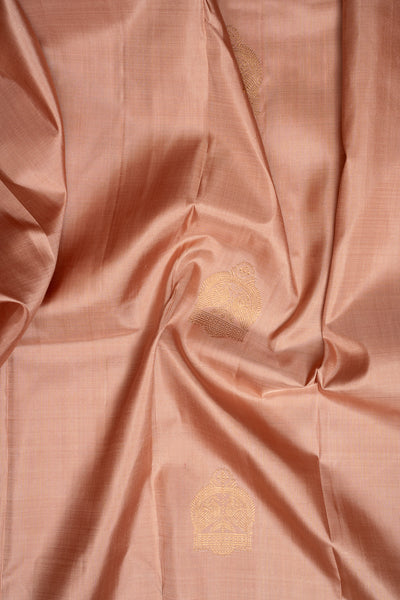 Apricot Peach Pastel Pure Kanchipuram Silk Saree - Clio Silks