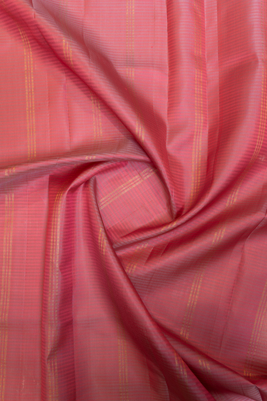 Peach pink and purple pure Kanchipuram silk saree