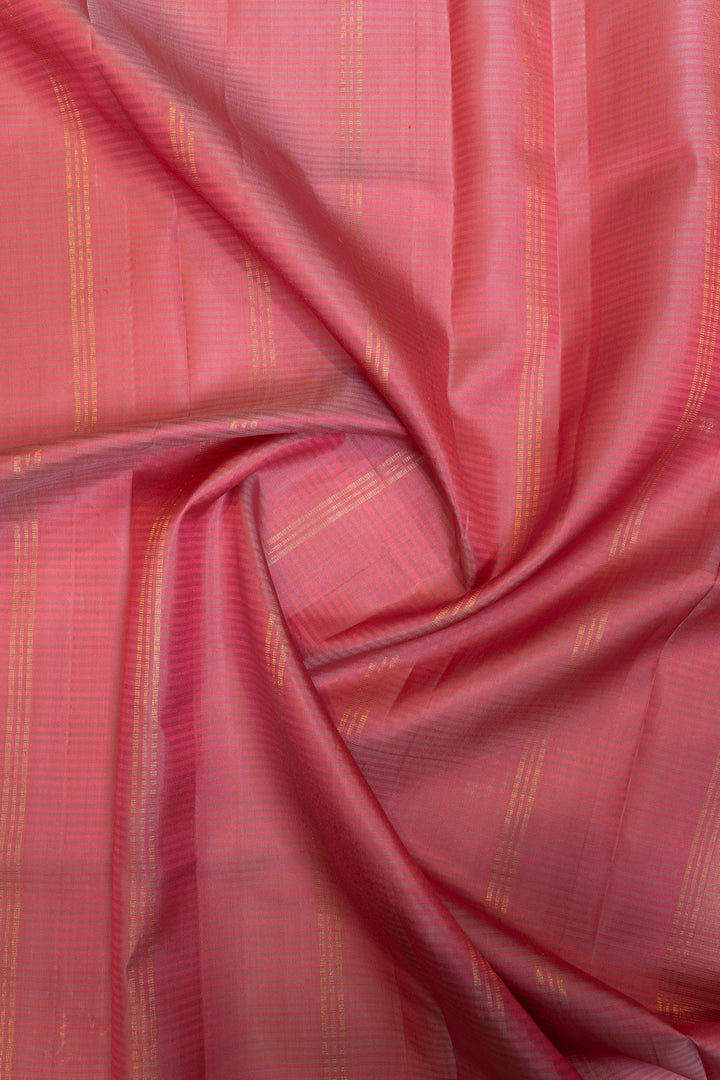 Peach pink and purple pure Kanchipuram silk saree