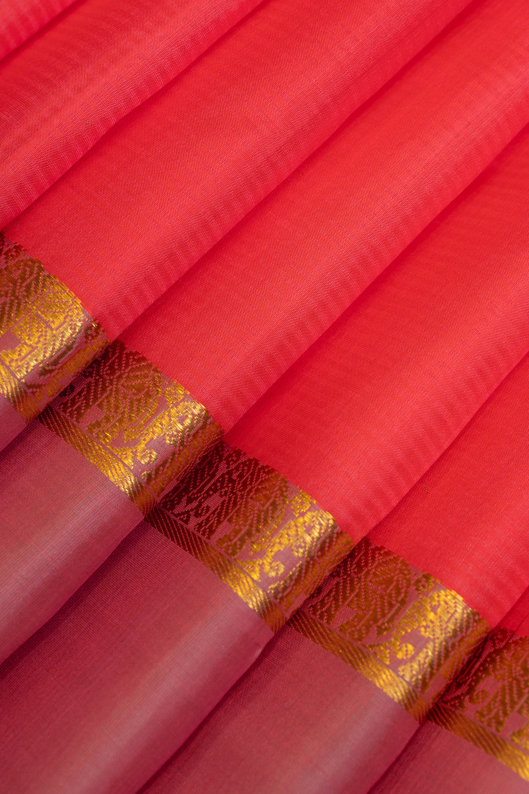 Peach pink and purple pure Kanchipuram silk saree
