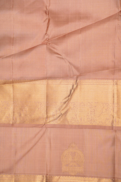 Apricot Peach Pastel Pure Kanchipuram Silk Saree - Clio Silks