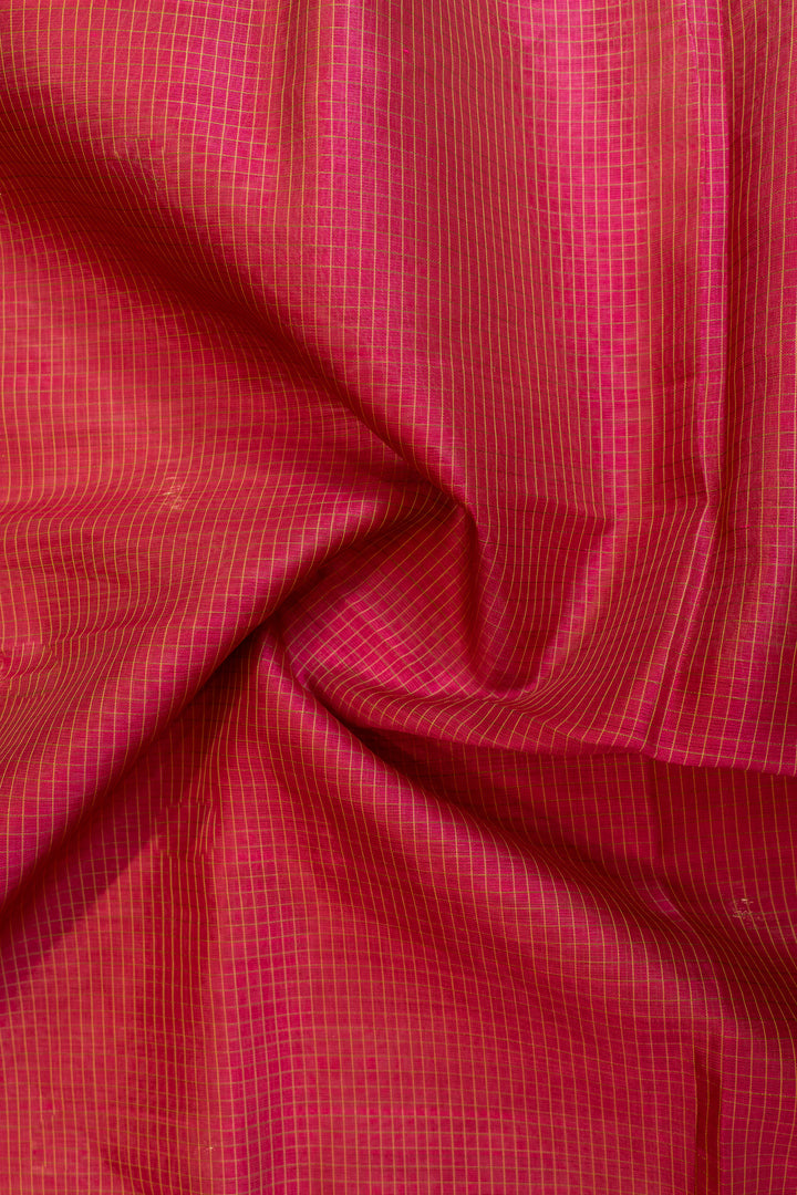Magenta thread checks pure silk cotton saree