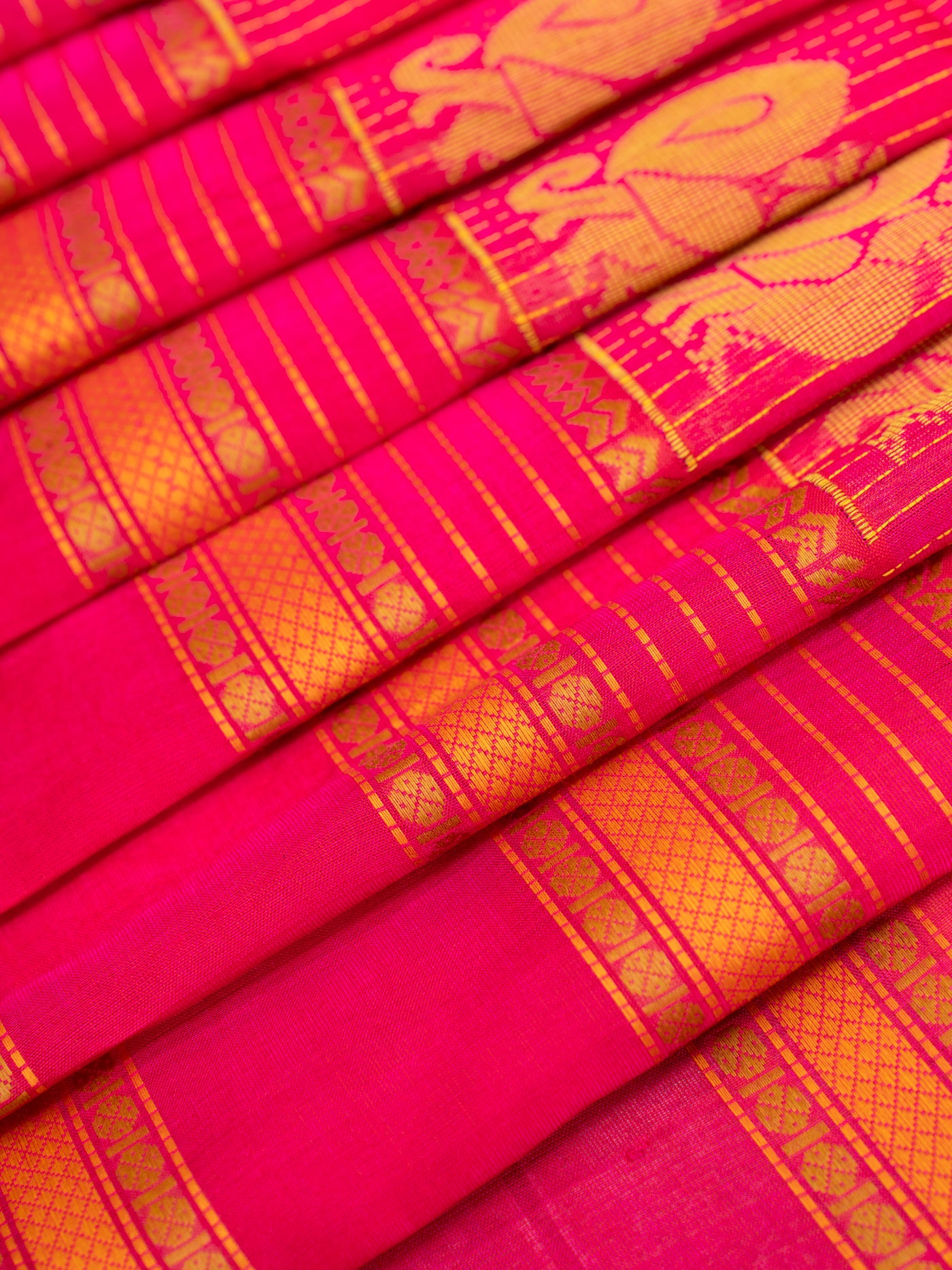 Rani pink thread motifs pure silk cotton saree