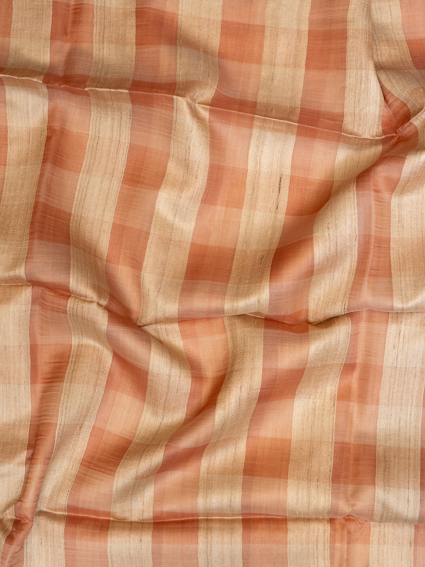 Peach Orange and Beige Pure Organza Tussar Designer Saree - Clio Silks