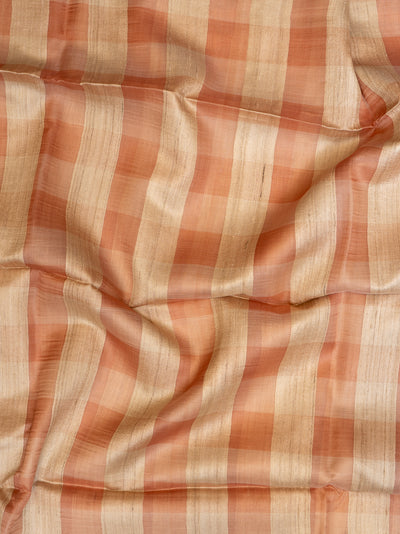 Peach Orange and Beige Pure Organza Tussar Designer Saree - Clio Silks