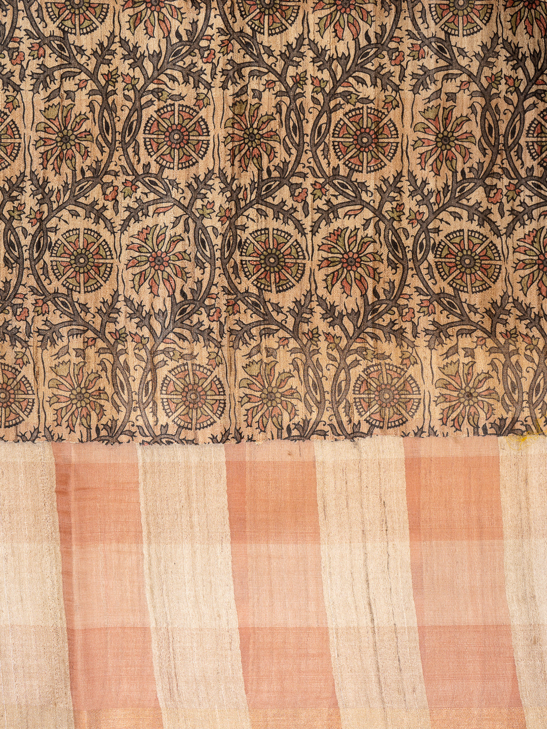Peach Orange and Beige Pure Organza Tussar Designer Saree - Clio Silks