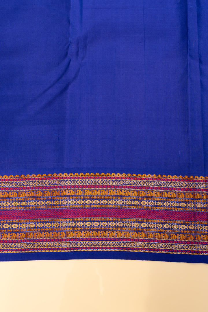 Cyan green and blue thread work Kanchipuram silk saree
