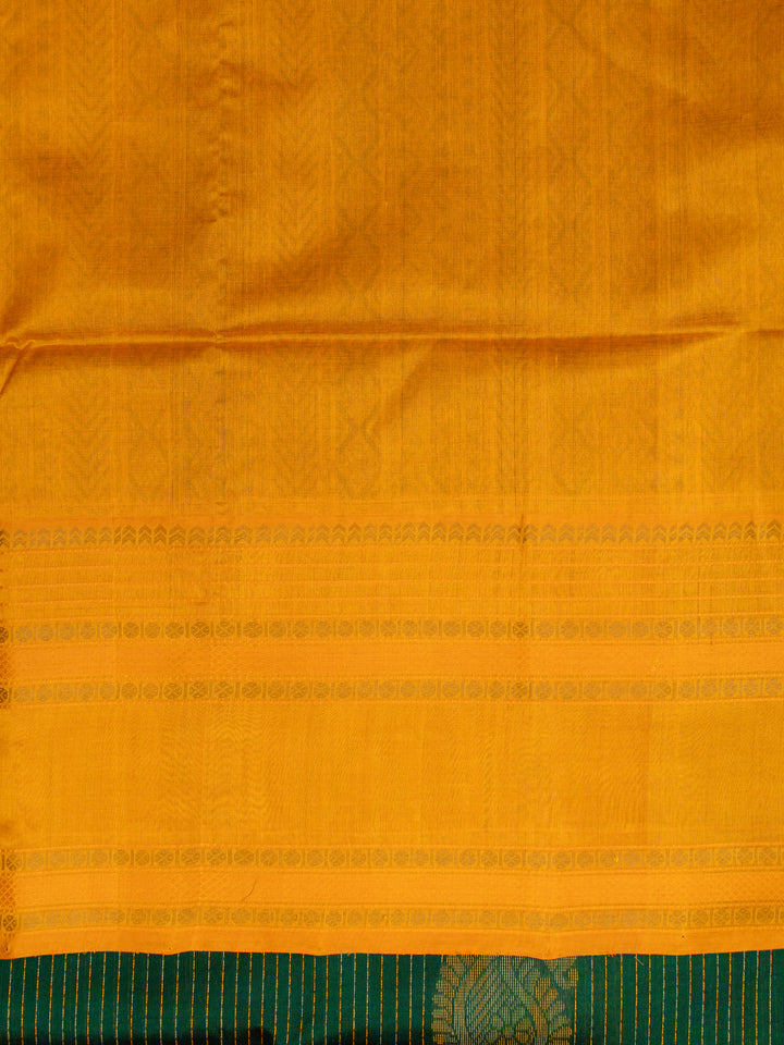 Bottle green paisley thread motifs pure silk cotton saree