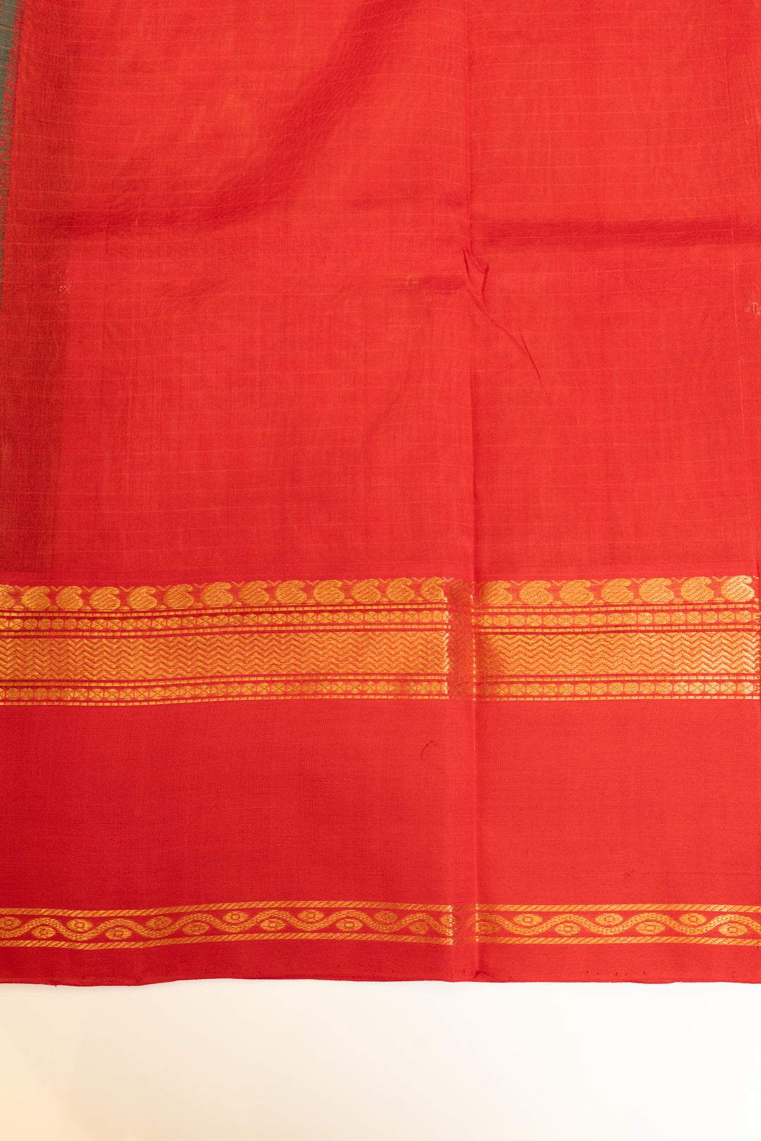 Bottle green thread checks pure silk cotton saree
