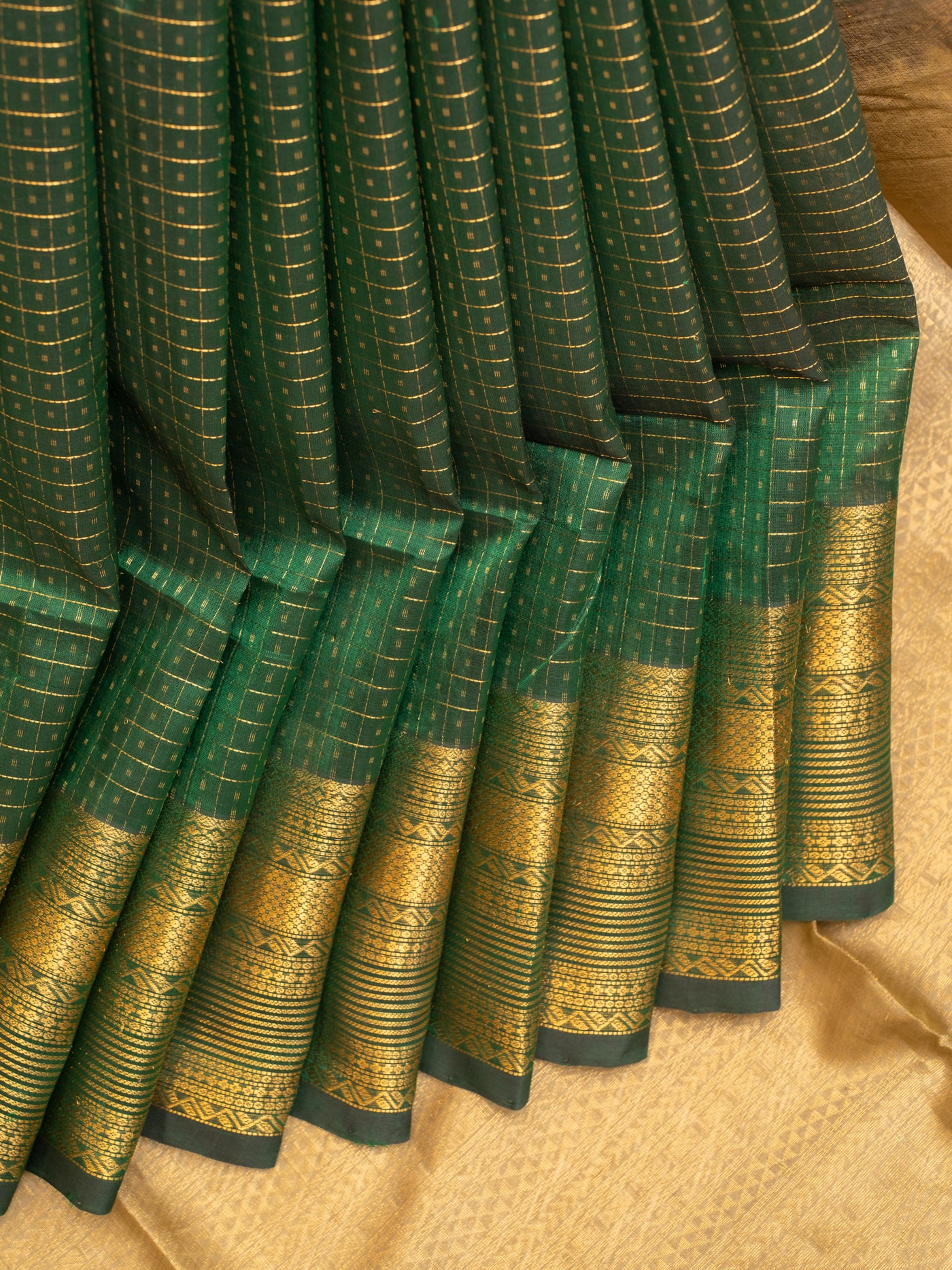 Bottle green lakshadeepam pure silk cotton saree