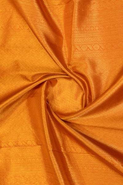 Rust orange floral brocade turning border pure Kanchipuram silk saree