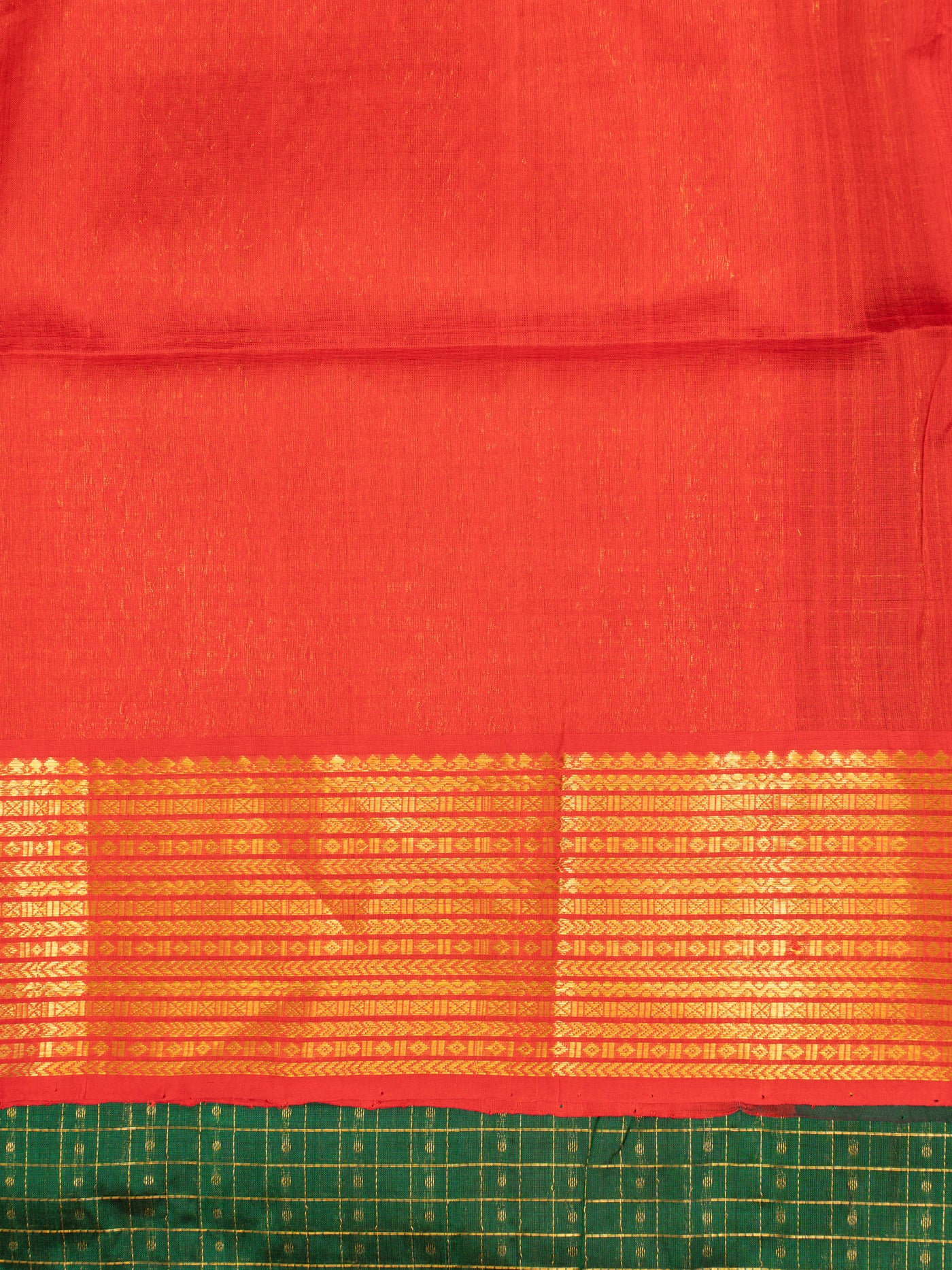 Bottle green and peach lakshadeepam pure silk cotton saree