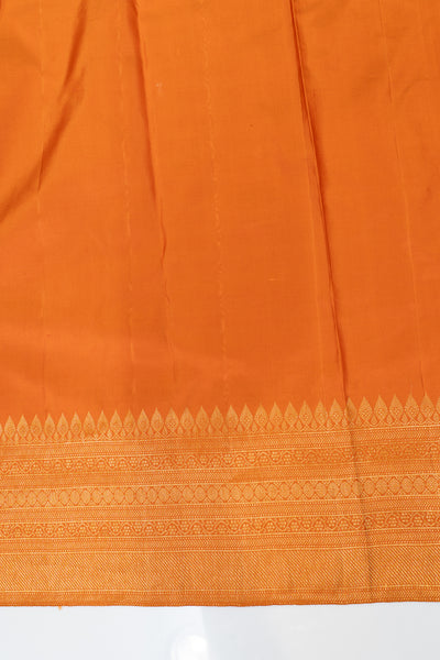 Rust orange floral brocade turning border pure Kanchipuram silk saree