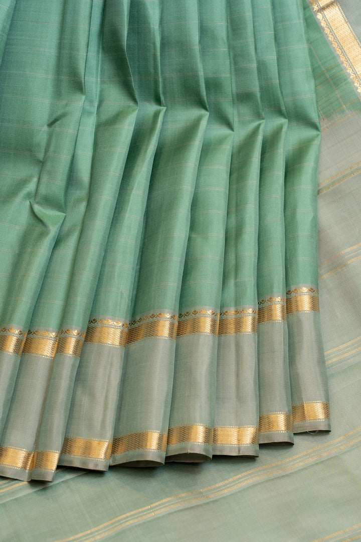 Pastel green traditional pure silk saree