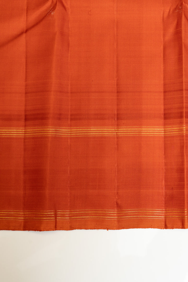 Black and white checks orange rettai pettu pure zari Kanchipuram silk saree