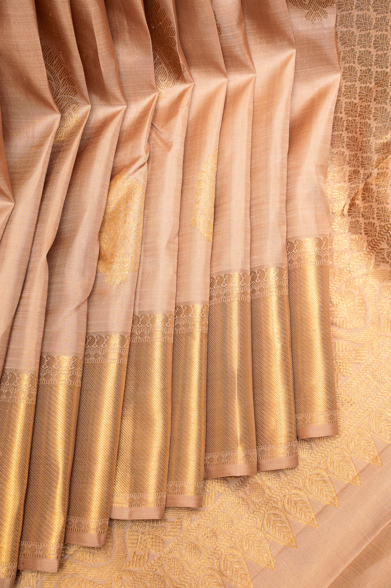 Sherbet Beige Pastel Pure Kanchipuram Silk Saree - Clio Silks