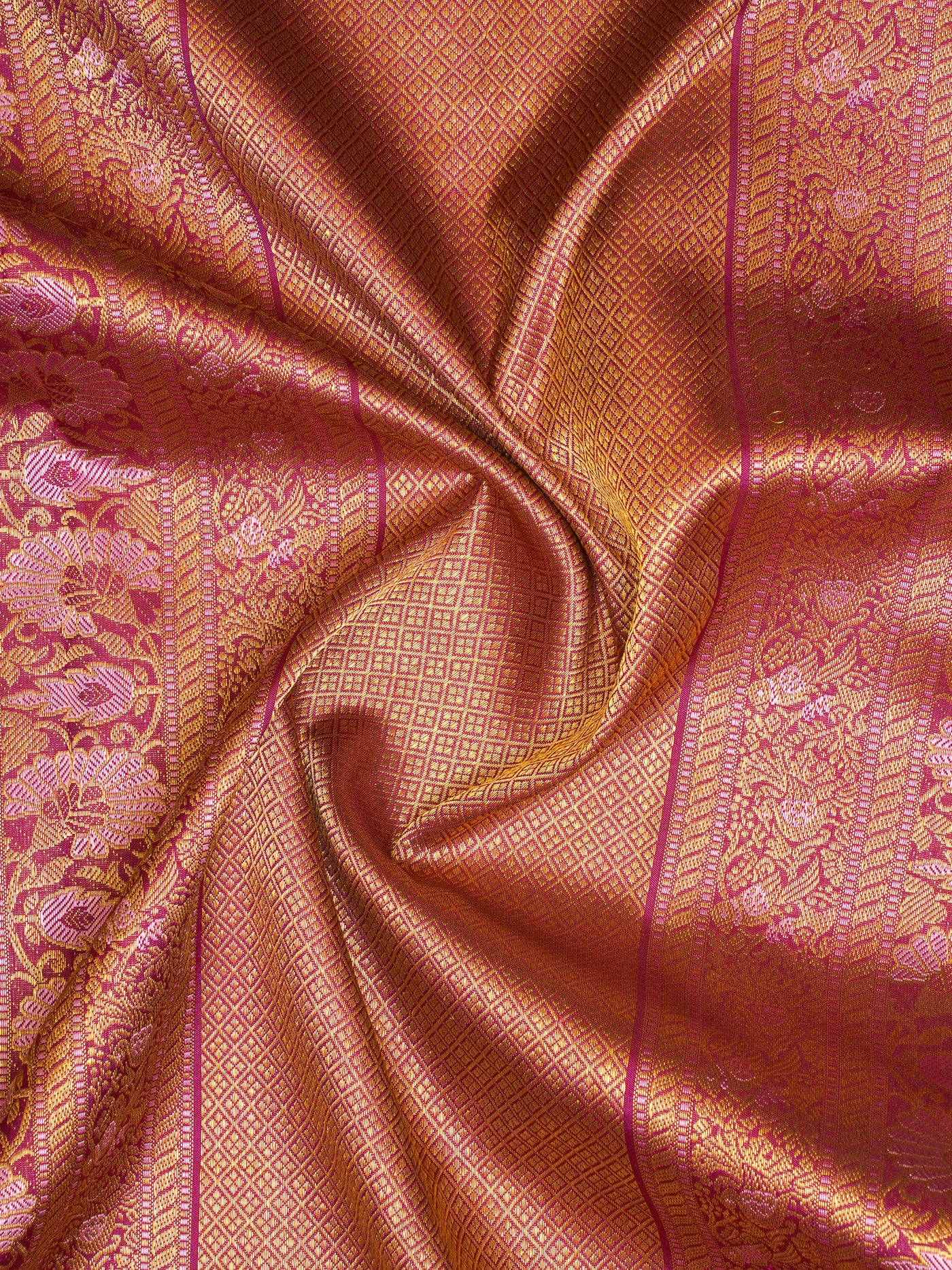 Mulberry Pink Paisley Brocade Pure Kanchipuram Silk Saree