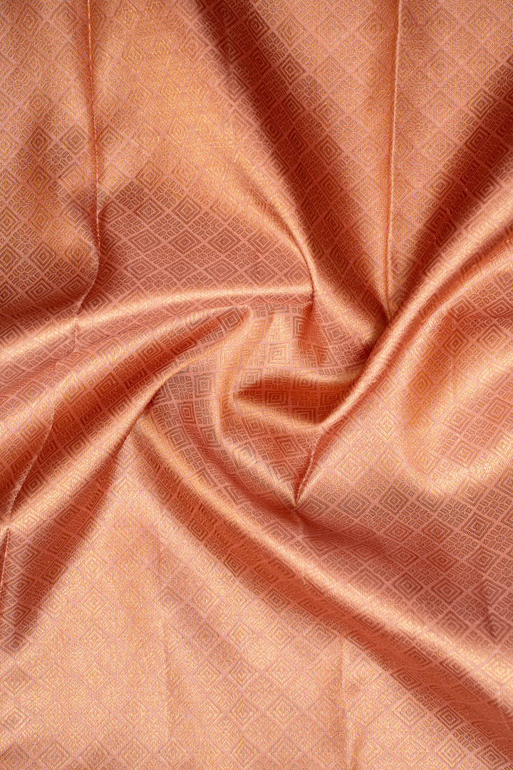 Salmon Peach Pastel Pure Kanchipuram Silk Saree - Clio Silks