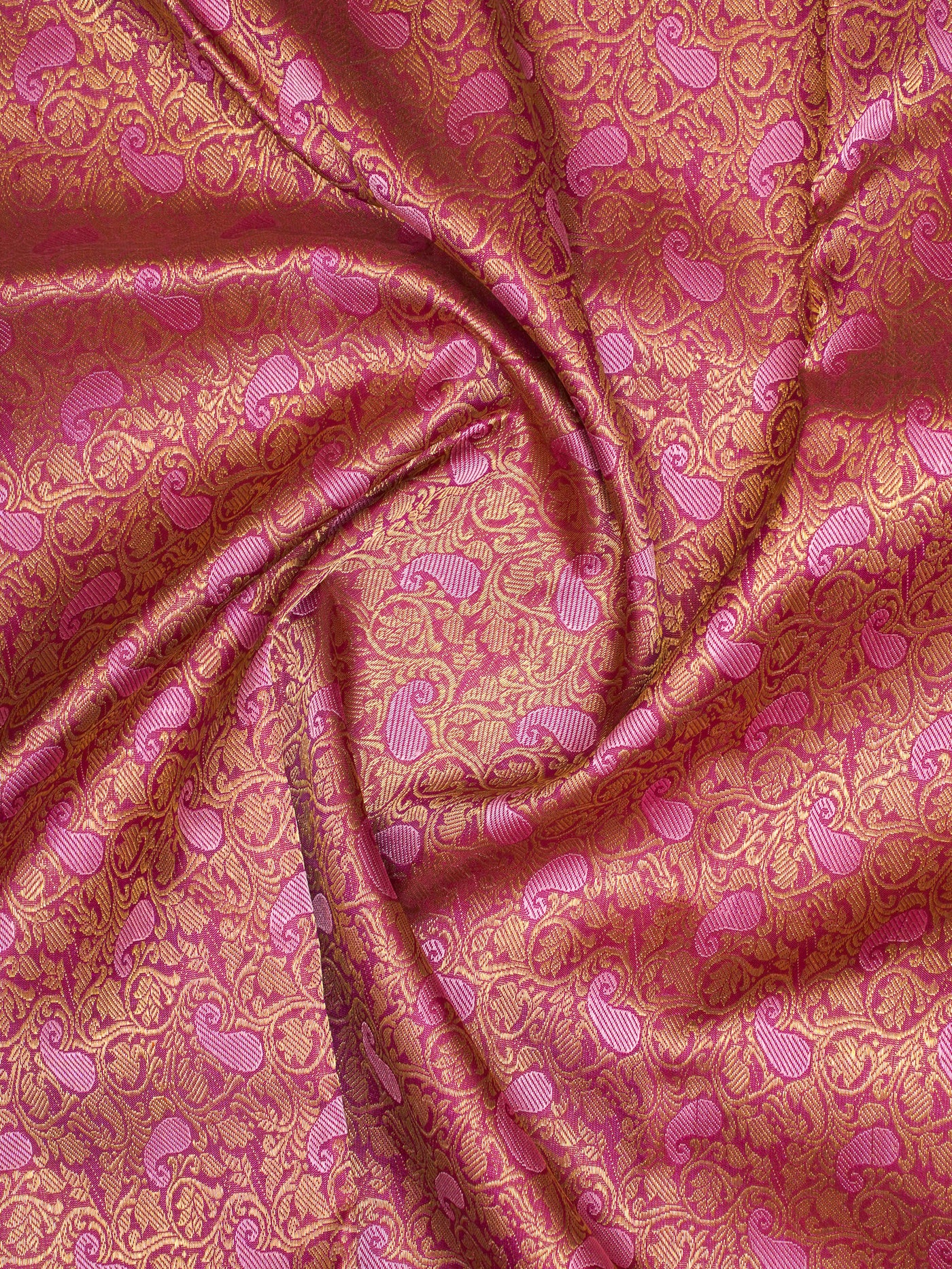 Mulberry Pink Paisley Brocade Pure Kanchipuram Silk Saree