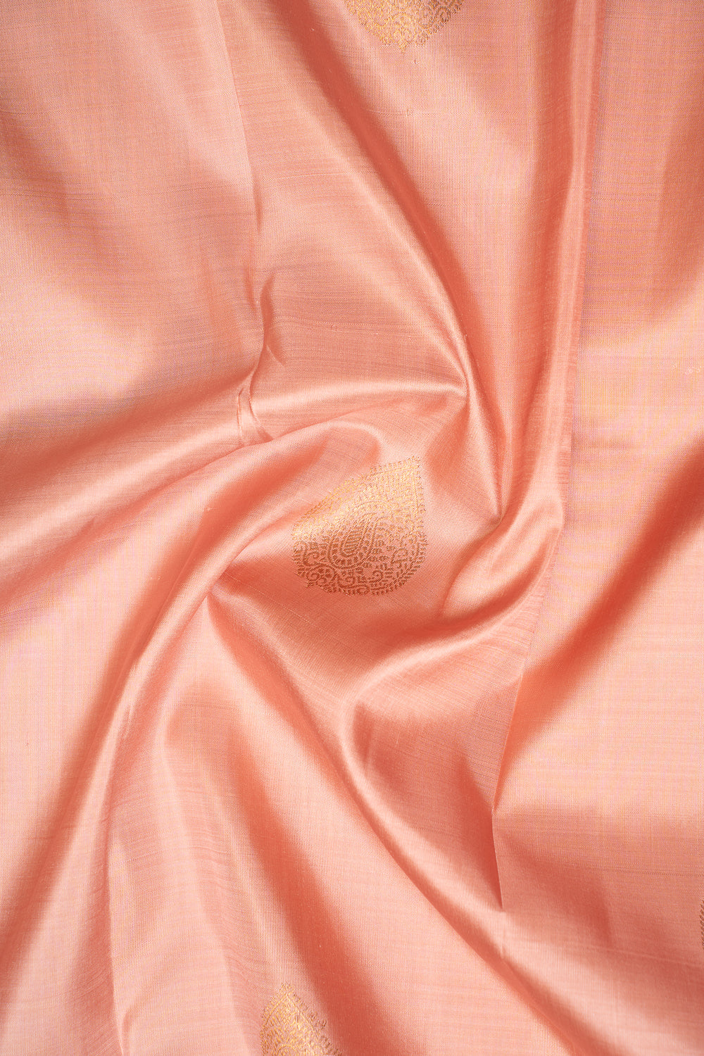 Salmon Peach Pastel Pure Kanchipuram Silk Saree - Clio Silks