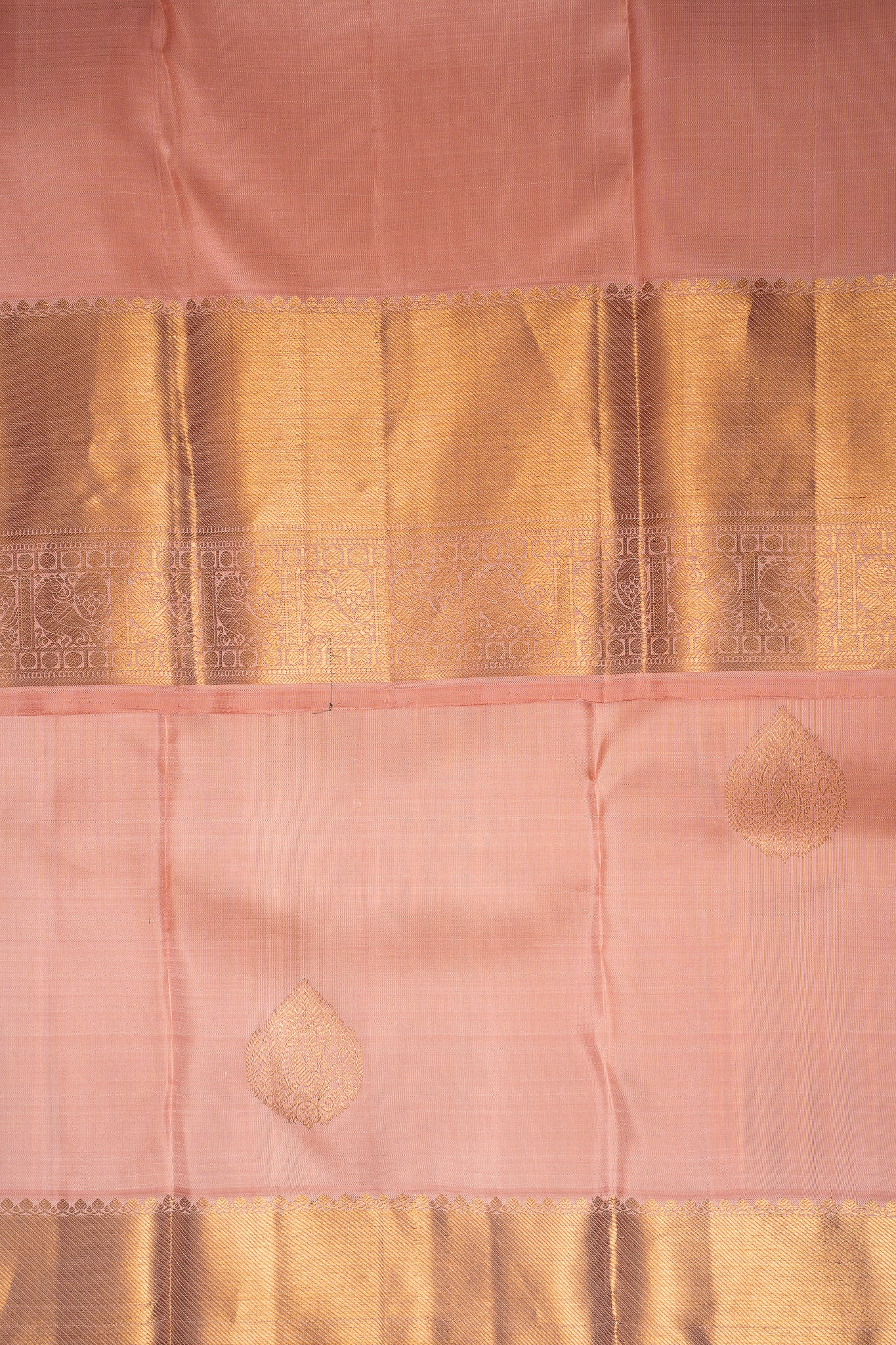 Salmon Peach Pastel Pure Kanchipuram Silk Saree - Clio Silks