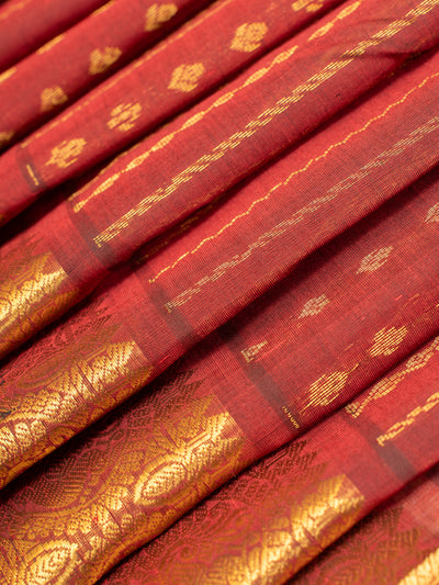 Maroon and sulphate blue pure silk cotton saree