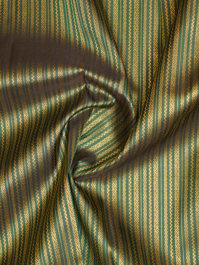 Bottle Green Zari Stripes Brocade Kanchipuram Silk Saree