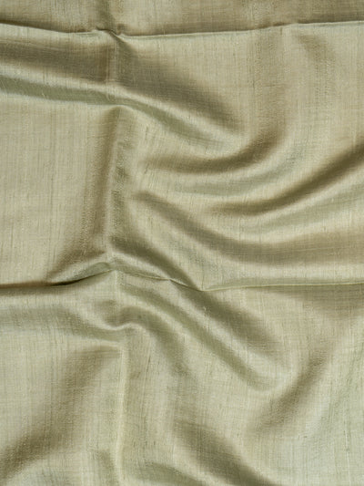 Mint Green Hand Printed Pure Tussar Silk Saree - Clio Silks