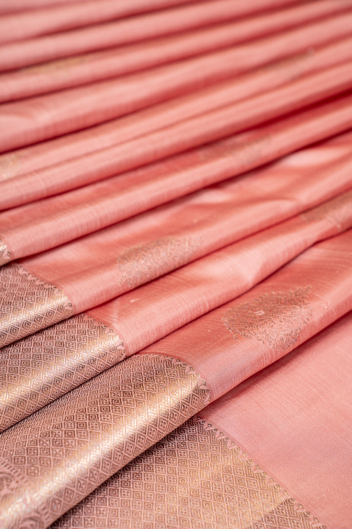 Blush Pink Pastel Pure Kanchipuram Silk Saree - Clio Silks