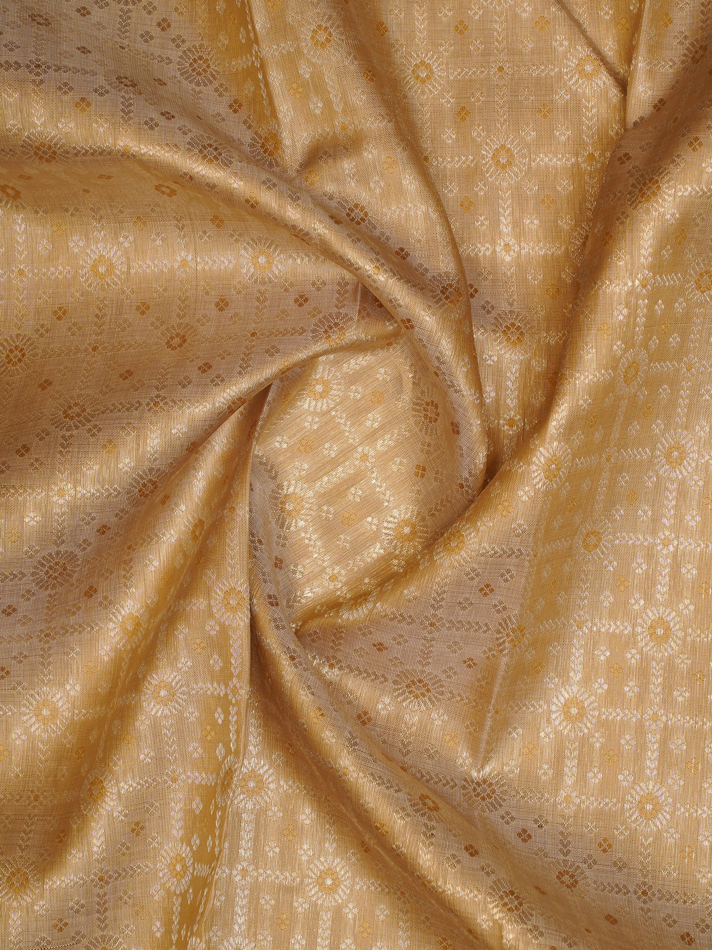 Hazel Beige Pure Brocade Kanchipuram Silk Saree